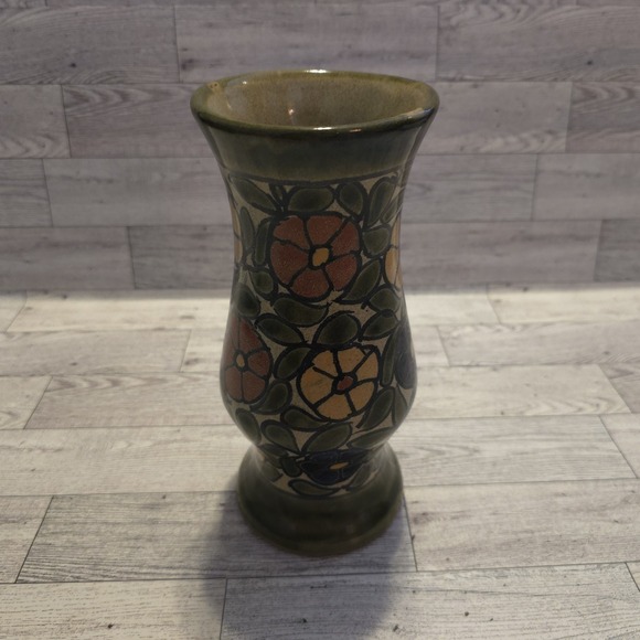Unknown Other - Mexican Floral Vase Folk Art Pottery Hand Painted Lead Free‎ 8.5" Tall